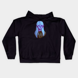 Blue Elf Girl Weird Expressive Art Kids Hoodie